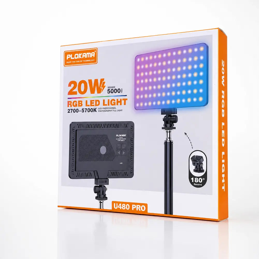PLOKAMA U160 PRO RGB LED Video Light – 2000mAh Rechargeable Creator Light