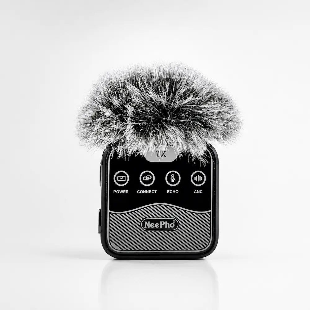 NeePho NP-60 Dual Wireless Microphone for iPhone & Type-C – Magnetic Noise Reduction Mic with Charging Case