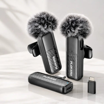 PLOKAMA VM20 Dual Wireless Mic for iPhone & Type-C – 2.4G Lavalier Microphone