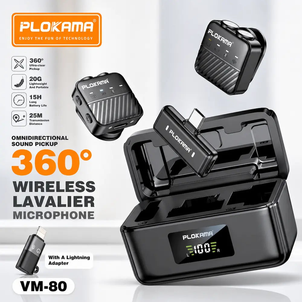 Plokama VM80 Dual Wireless Microphone Price in Pakistan – Dual Mic with Noise Cancellation