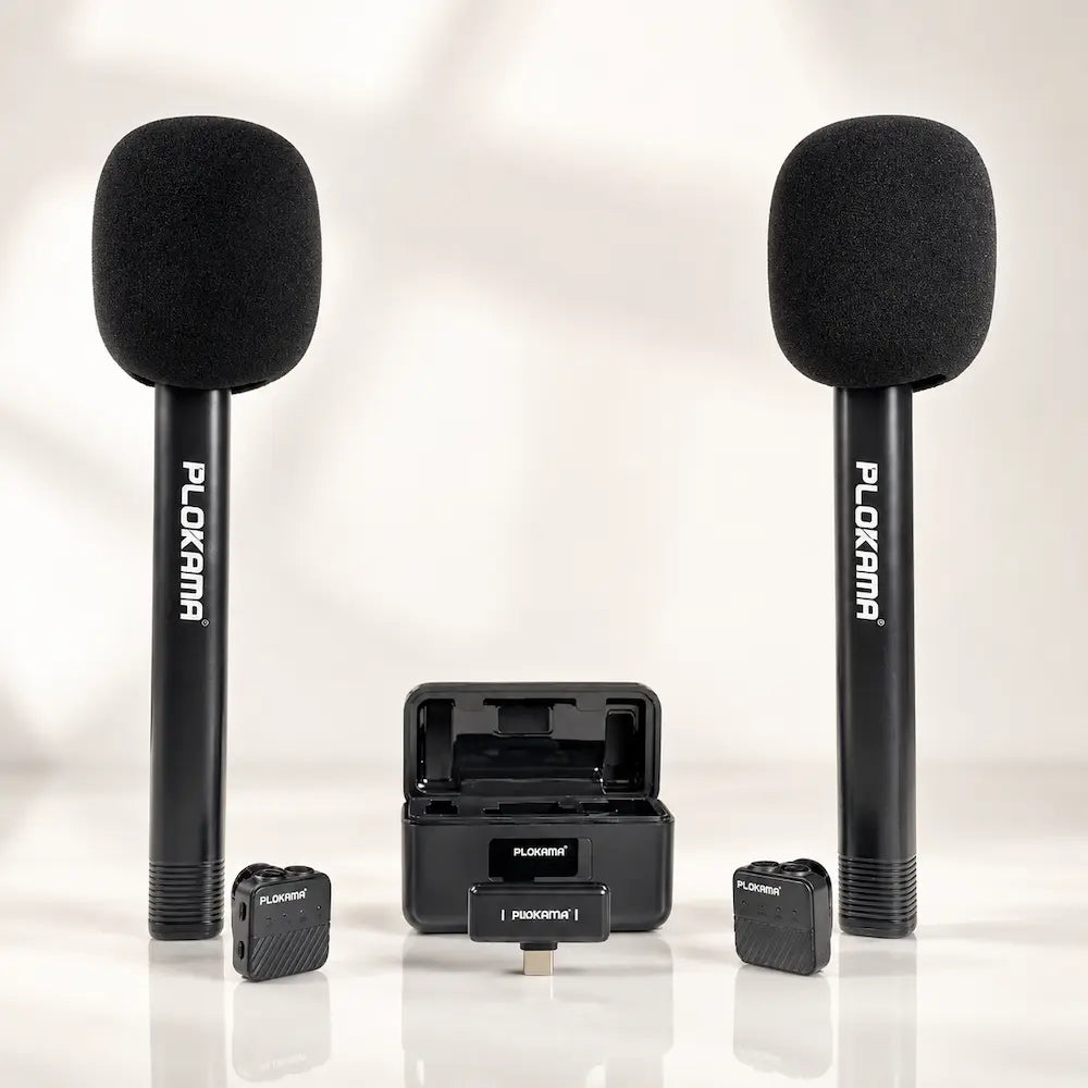 Plokama WM-80 dual wireless microphone set with receiver and handheld sticks