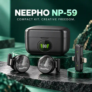 NEEPHO NP-59 Dual Button Microphone with Charging Case