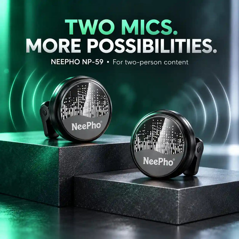 NEEPHO NP-59 Dual Button Microphone with Charging Case visual 1