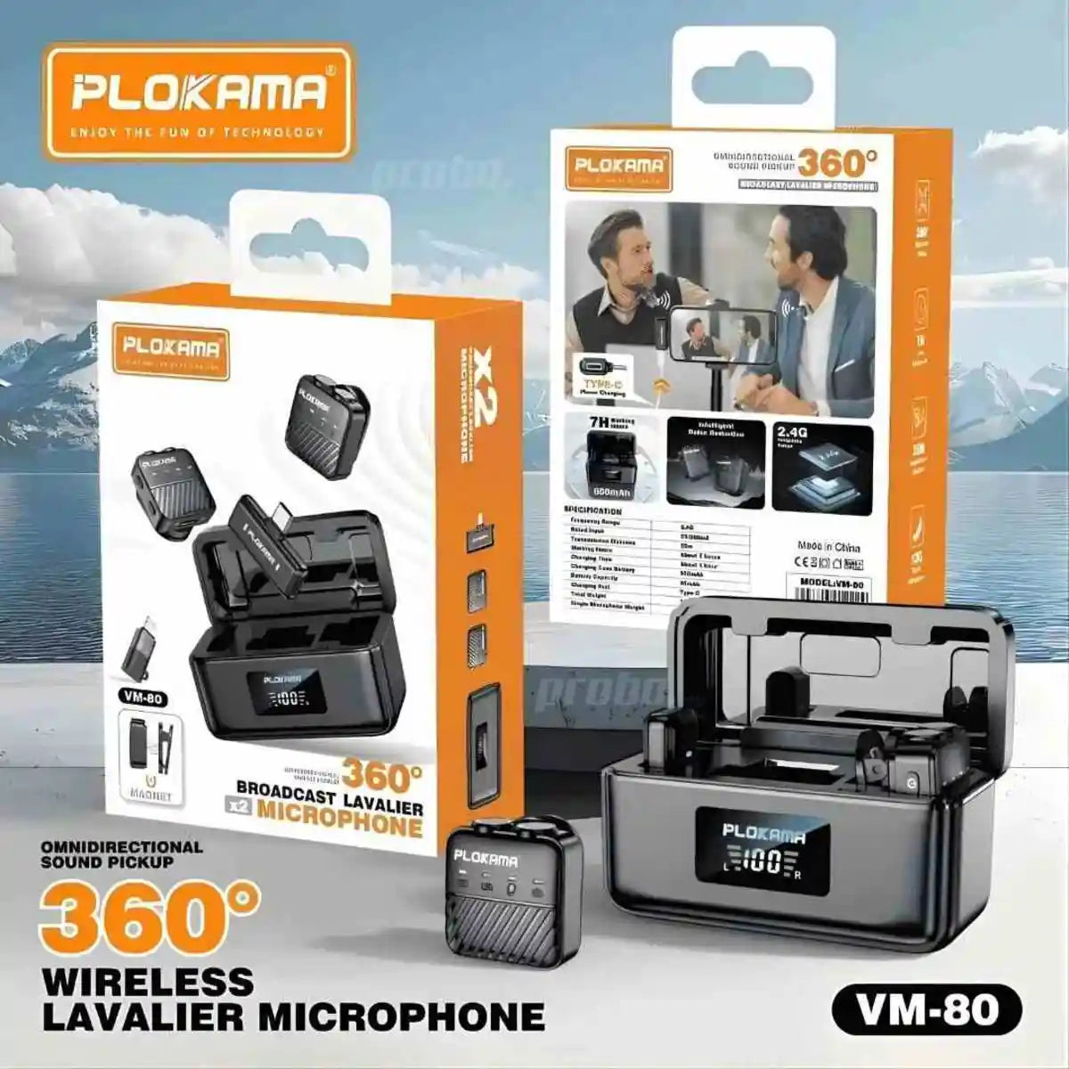 Plokama VM80 Dual Wireless Microphone Price in Pakistan – Dual Mic with Noise Cancellation