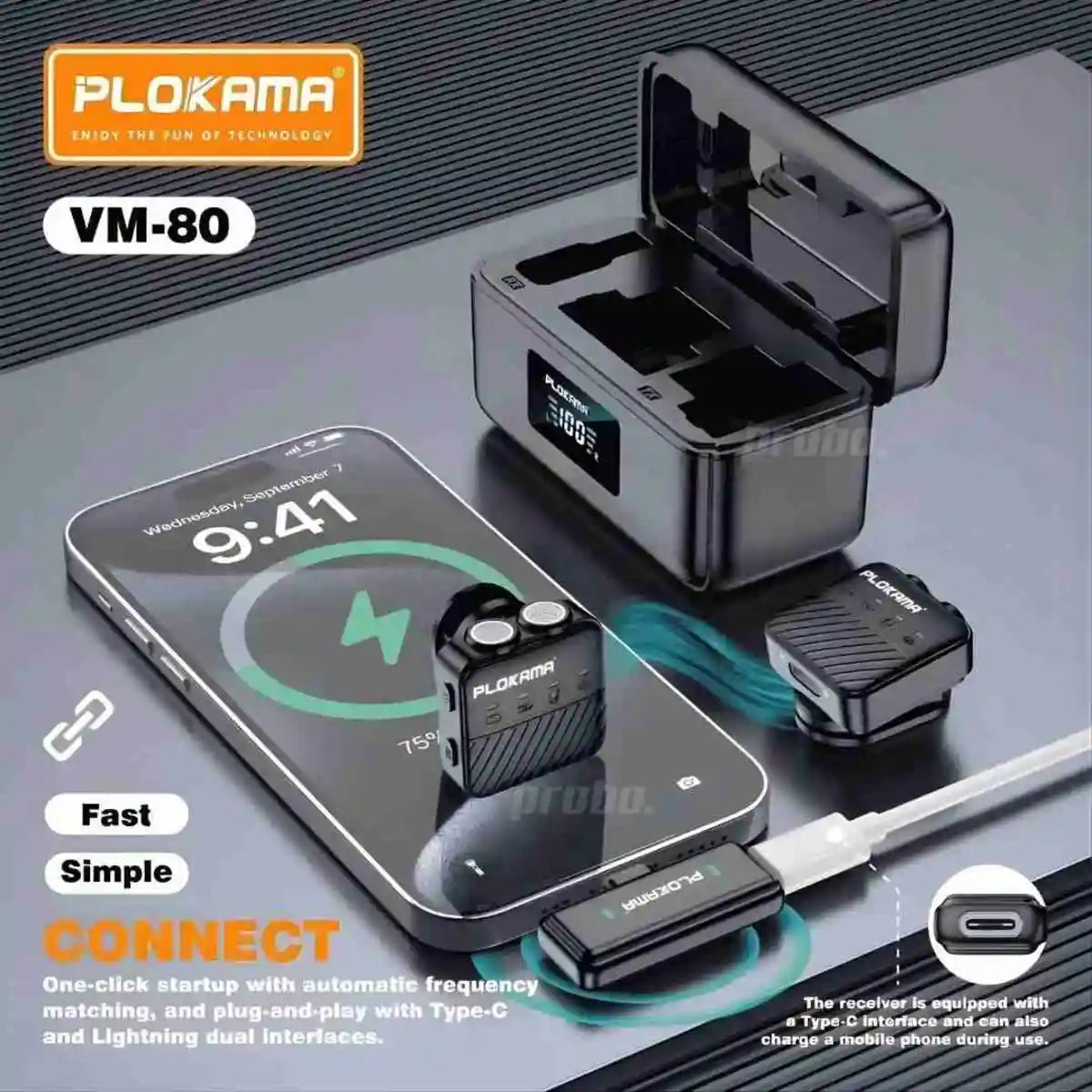 Plokama VM80 Dual Wireless Microphone Price in Pakistan – Dual Mic with Noise Cancellation