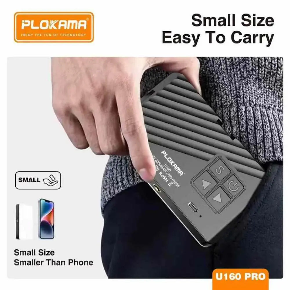PLOKAMA U160 PRO RGB LED Video Light – 2000mAh Rechargeable Creator Light