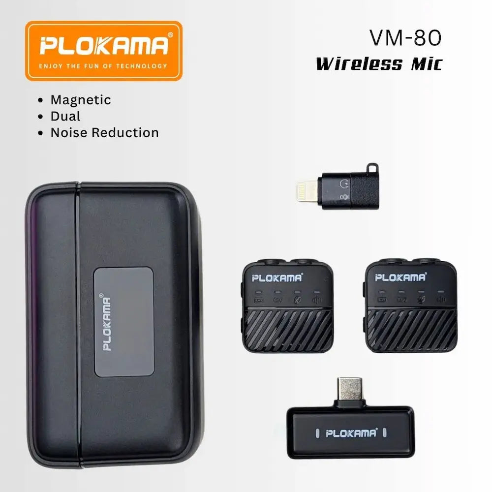 Plokama VM80 Dual Wireless Microphone Price in Pakistan – Dual Mic with Noise Cancellation