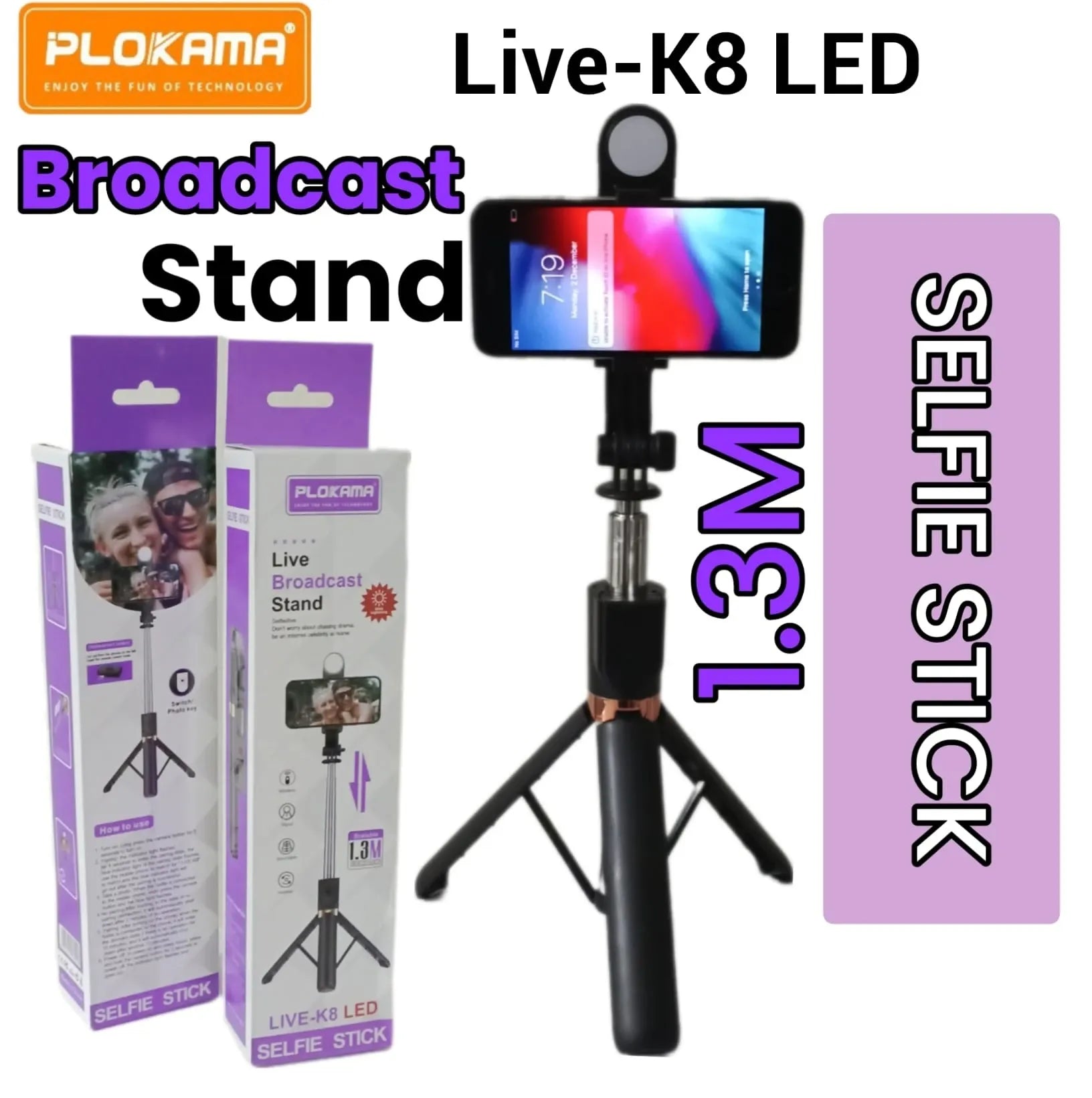 Plokama Live K-8 Tripod Selfie Stick for Mobile Recording