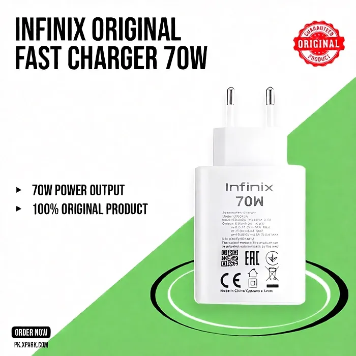Infinix 70W Charger Adapter + iPhone Cable Combo Infinix 70W charger adapter and iPhone cable combo for daily charging